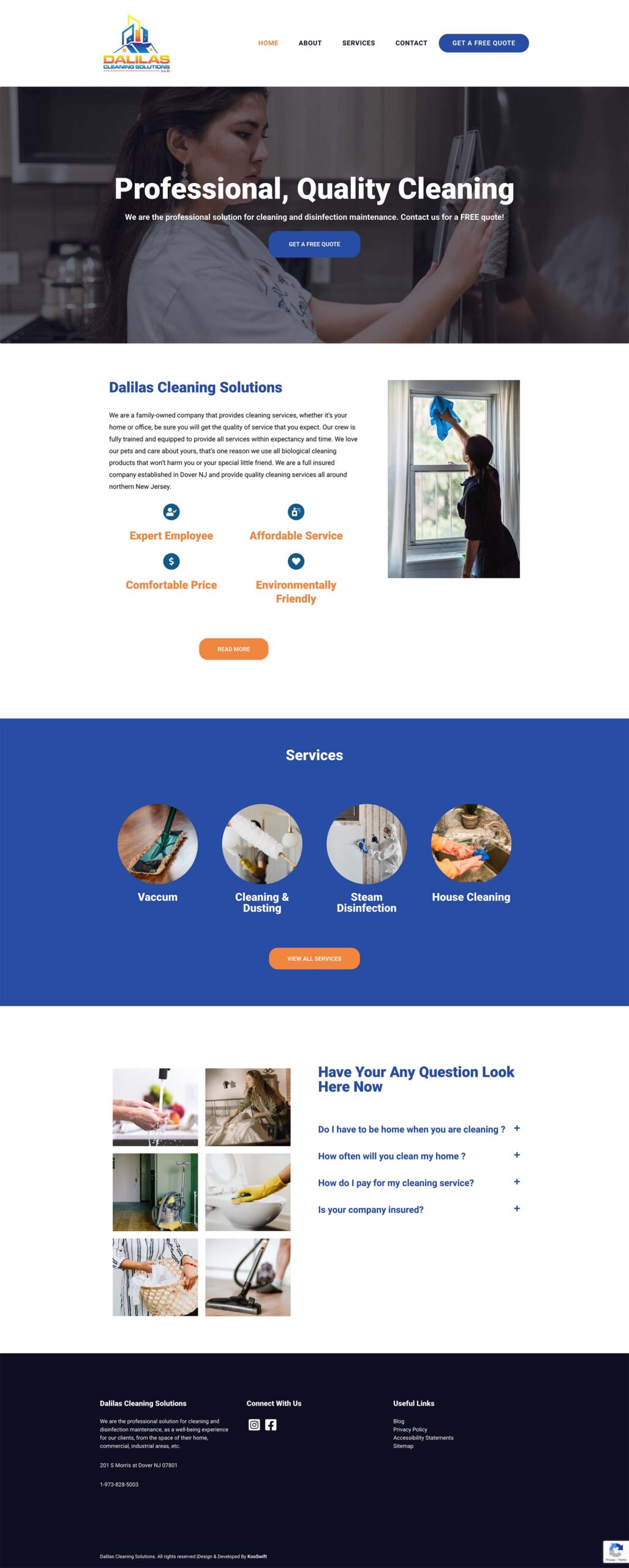 Dalilas Cleaning Solutions Home page